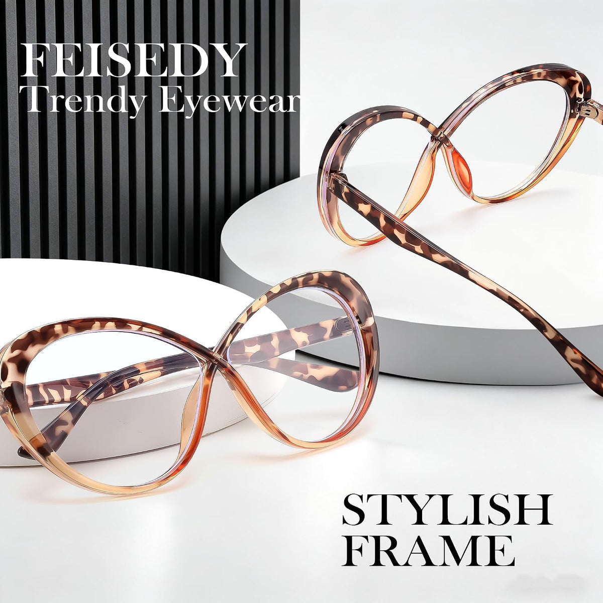 ÉÌƷͼƬ 26 | B0GXZ3356Q | FEISEDY Oversized Cat Eye Blue Light Blocking Glasses for Woman, Retro Cateye Eyeglasses, Stylish Bluelight Glasses B0454
