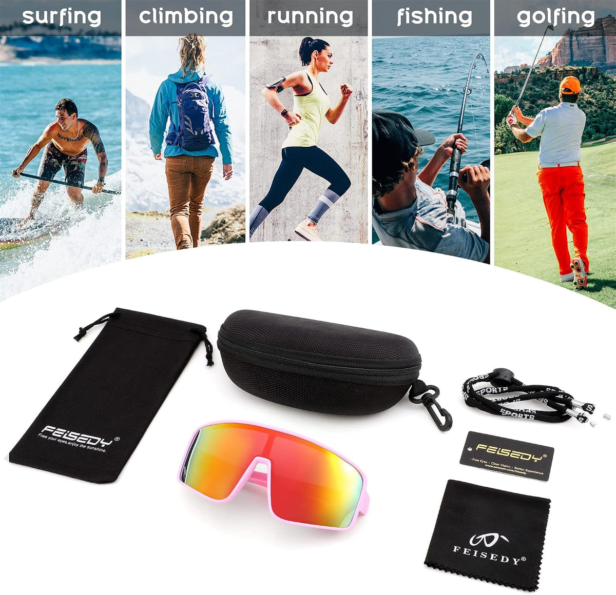 ÉÌƷͼƬ 47 | B0C785JPH3 | FEISEDY Sports Sunglasses, Polarized Oversized Shield for Women Men Youth, Baseball Cycling Running Outdoor Visor B2988