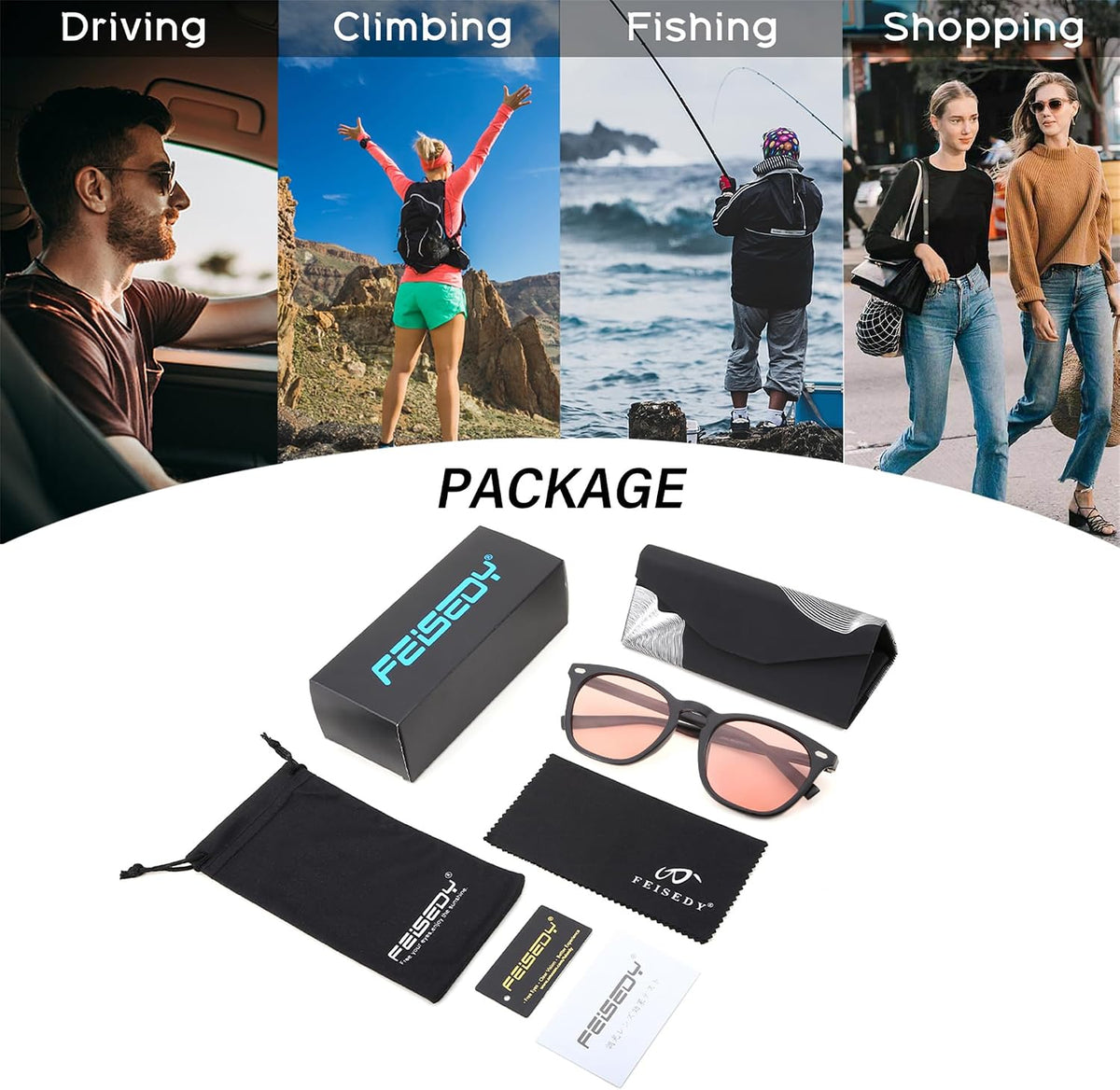 ÉÌƷͼƬ 5 | B09Y8T9BLR | FEISEDY Men Sunglasses, Driving Photochromic Polarized Sunglasses, Outdoor Sport Cycling Fishing UV400 B1062