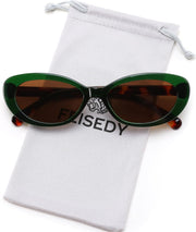 Transparent Green Frame Brown Lens / 53 Millimeters | B0H2YXS5D6 | FEISEDY Women Vintage Oval Cat Eye Sunglasses, Retro Narrow Shades B0459
