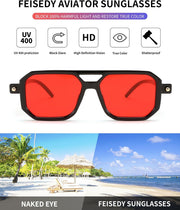 ÉÌƷͼƬ 194 | B09YTJ4FQZ | FEISEDY Vintage Square 70s Flat Aviator Sunglasses Women Men Classic Retro Stylish Frame UV400 Sunglasses B2622