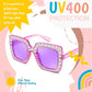 商品图片 12 | B0CFHLB4YT | FEISEDY Kids Sunglasses for Girls Oversized Square Sparkling Party Sun Glasses Lightweight Fashion Shades B0053