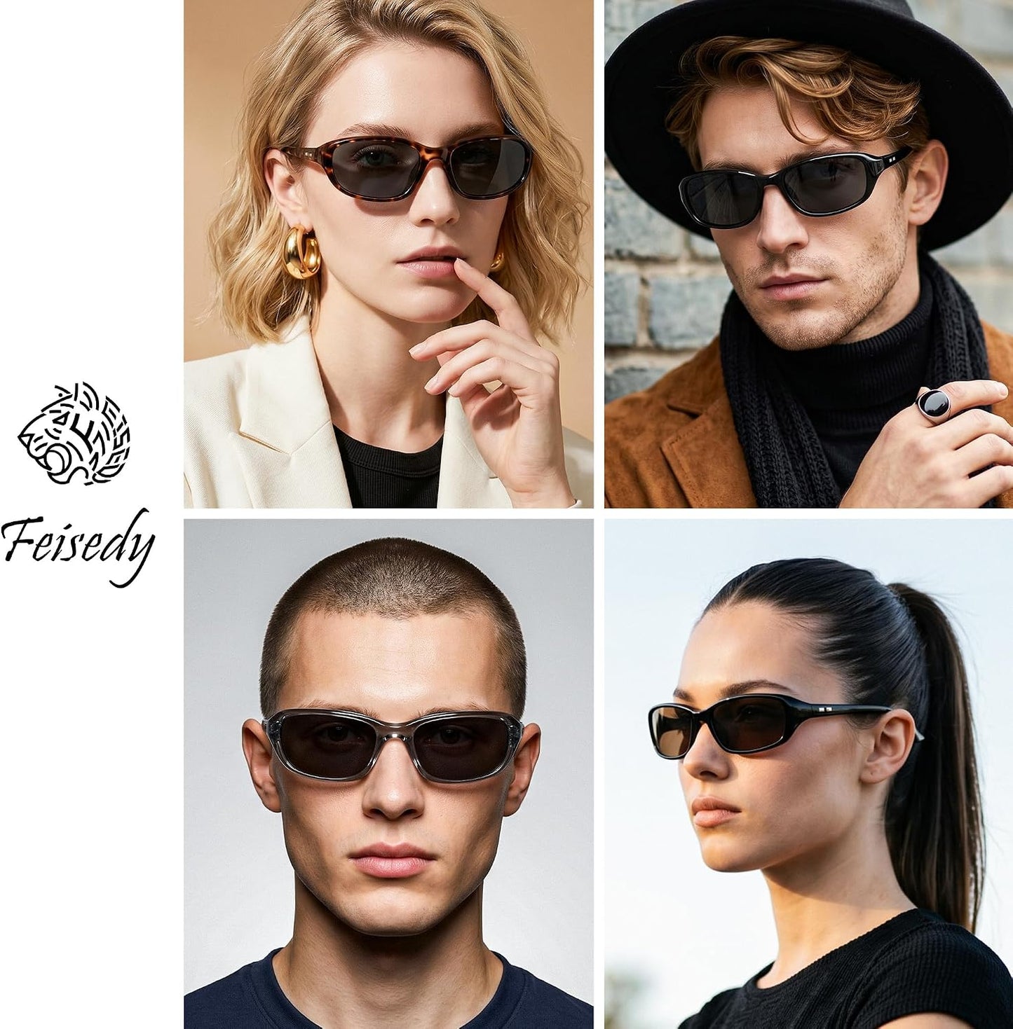 商品图片 4 | B0GLGJQXJW | FEISEDY Y2K Bug Eye Cat Eye Oval Sunglasses for Women Men B0407 | Ultra-lightweight, UV400 protection, Versatile & Chic, Petite faces