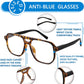 商品图片 21 | B0CHJST8ZK | FEISEDY Retro Aviator Reading Glasses Women Men Blue Light Blocking Reader Plastic Lightweight Frame B0071