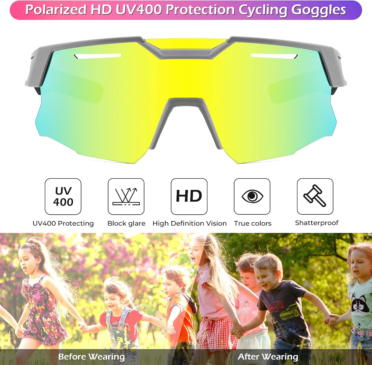 商品图片 24 | B0D78P6WRV | FEISEDY Kids Teens Baseball Polarized Sunglasses Sports Cycling Glasses for Youth Boys Girls Age 8-16 B0157