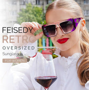 ÉÌƷͼƬ 9 | B0CYX6Y87W | FEISEDY Retro Oversized Avaitor Sunglasses for Women Men Bold Thick Frame Flat Top Shades B0126