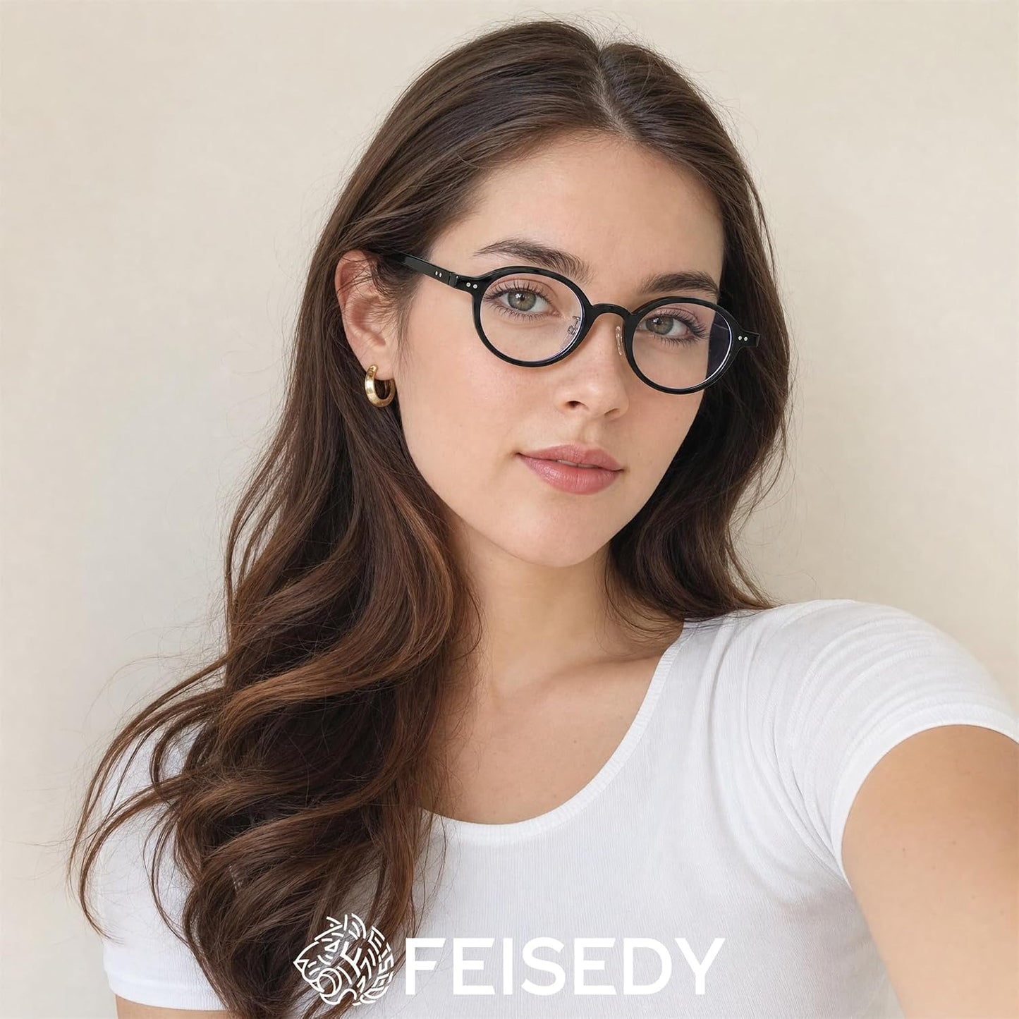 商品图片 2 | B0GZPJSP52 | FEISEDY Retro Small Oval Reading Glasses for Men Women Blue Light Blocking Computer Readers B1663