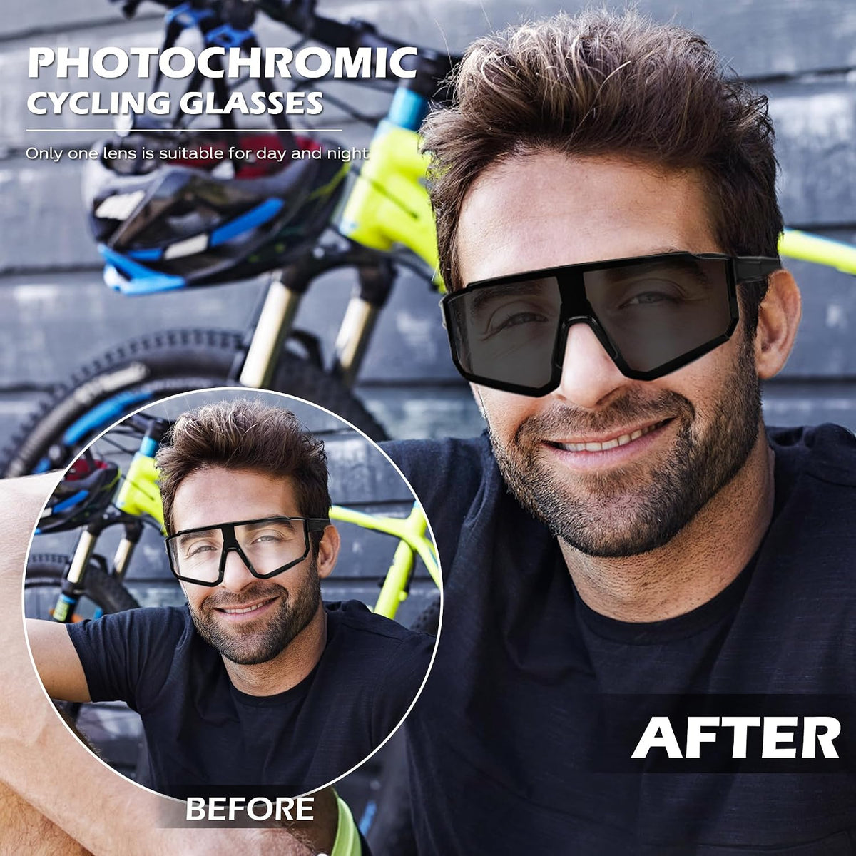 ÉÌƷͼƬ 25 | B0CWVBBLR3 | FEISEDY Photochromic Cycling Glasses for Men Women Clear Mountain Bike Sunglasses Sports Baseball B0133