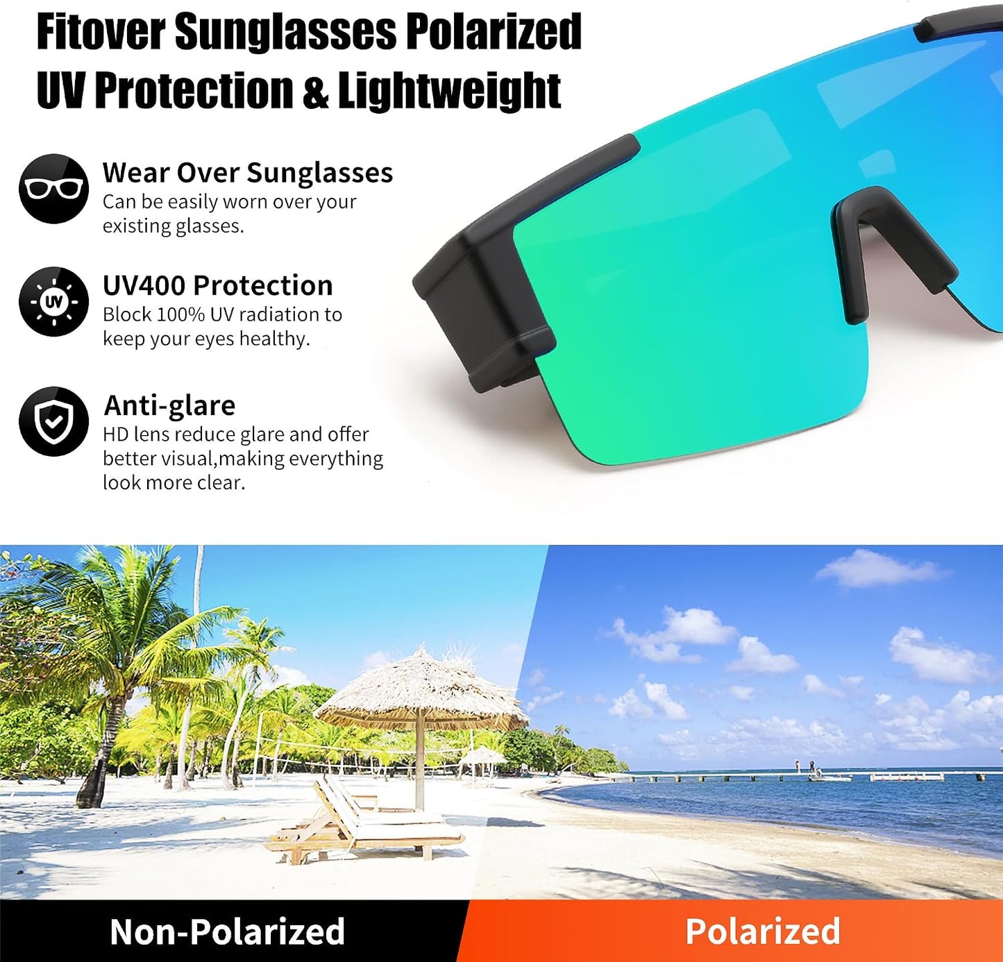 商品图片 3 | B0GGMHCCXG | FEISEDY Polarized Fit Over Glasses Sunglasses for Men Women, Sports Wrap Around for Driving Cycling Fishing B0382