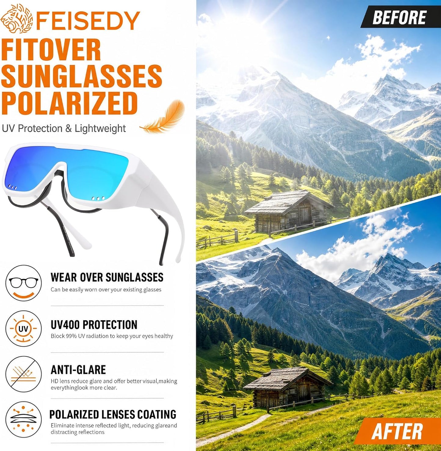 商品图片 18 | B0H2Z4Q1KM | FEISEDY Fit Over Glasses Polarized Sunglasses for Men Women B0456
