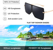 ÉÌƷͼƬ 12 | B097CVFDZT | FEISEDY Flat Top Oversized Shield Sunglasses Women Men Square Fashion Rimless Shades UV400 B2784