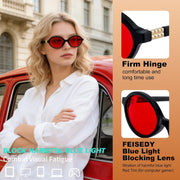 ÉÌƷͼƬ 9 | B0GRTTF33N | FEISEDY Oval Blue Light Glasses for Women Men, Red Lens Anti-Blue Light, Fashion Computer Gaming Eyeglasses B0415