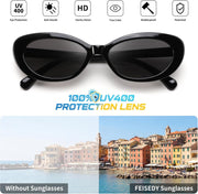ÉÌƷͼƬ 5 | B0H2YQ7P2Y | FEISEDY Women Vintage Oval Cat Eye Sunglasses, Retro Narrow Shades B0459