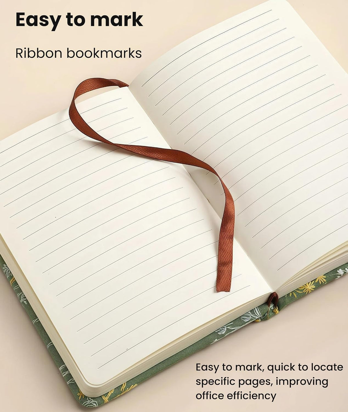 商品图片 5 | B0H2VHBC8C | A6 Embroidered Fabric Pocket Notebook, Lay Flat Hardcover Lined Journal, Cute Floral Small Journal for Women Men Writing