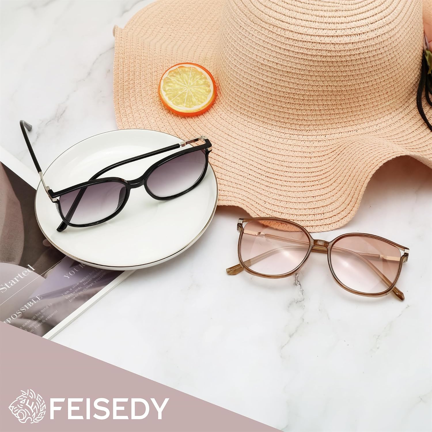 商品图片 6 | B0FPCGQQSX | FEISEDY 2 Pack Stylish Reader Sunglasses for Women B0321 | Fashion Lightweight UV400 Protection Full Lens Reading Glasses