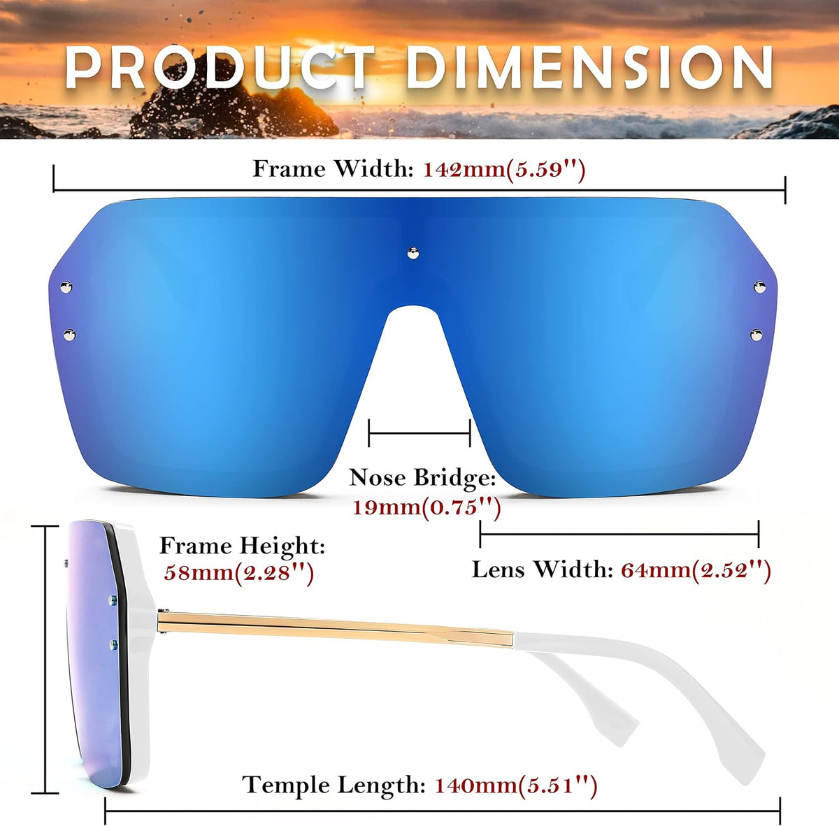 ÉÌƷͼƬ 36 | B0854JYPB2 | FEISEDY Classic Siamese One Piece Sunglasses Nice Rimless Stylish Retro Design for Women Men B2574