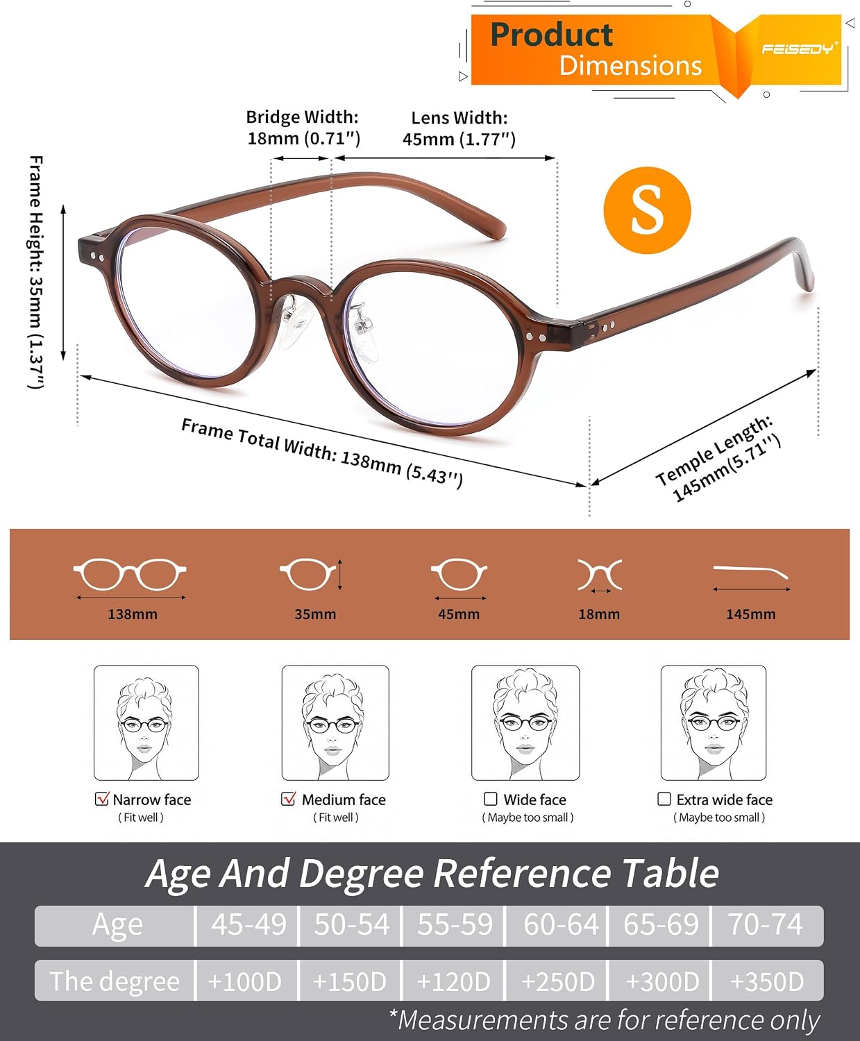 商品图片 13 | B0GZPJSP52 | FEISEDY Retro Small Oval Reading Glasses for Men Women Blue Light Blocking Computer Readers B1663
