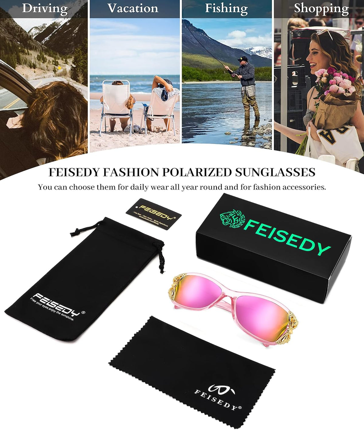 ÉÌƷͼƬ 71 | B0CNRQ7WVZ | FEISEDY Y2K Women Polarized Sunglasses Butterfly Wrap Around UV400 Shades
