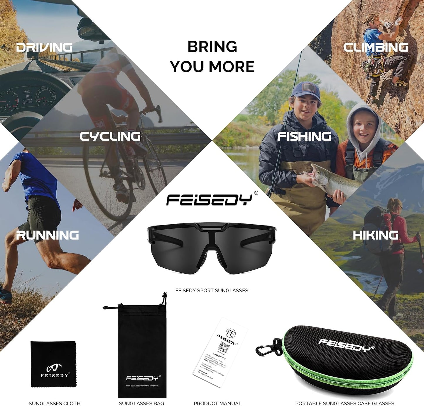 商品图片 16 | B0DBVLTVQD | FEISEDY Kids Sunglasses Youth Baseball Sun Glasses, UV400 Sports Cycling Softball Sunglasses for Adult Boys Girls B0227