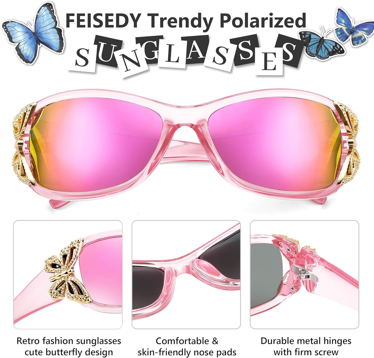 ÉÌƷͼƬ 68 | B0CNRQ7WVZ | FEISEDY Y2K Women Polarized Sunglasses Butterfly Wrap Around UV400 Shades