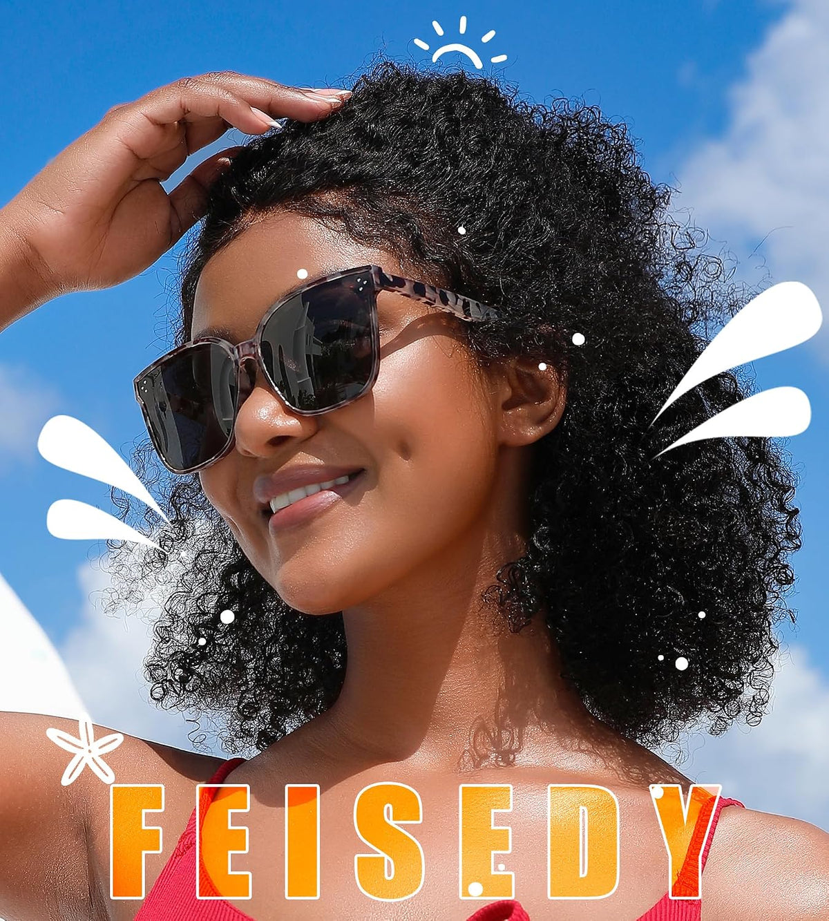 ÉÌƷͼƬ 69 | B0871BKMTN | FEISEDY Oversized Polarized Sunglasses - UV400 Protection, Square Fashion Sun Glasses for Outdoor & Daily B2600