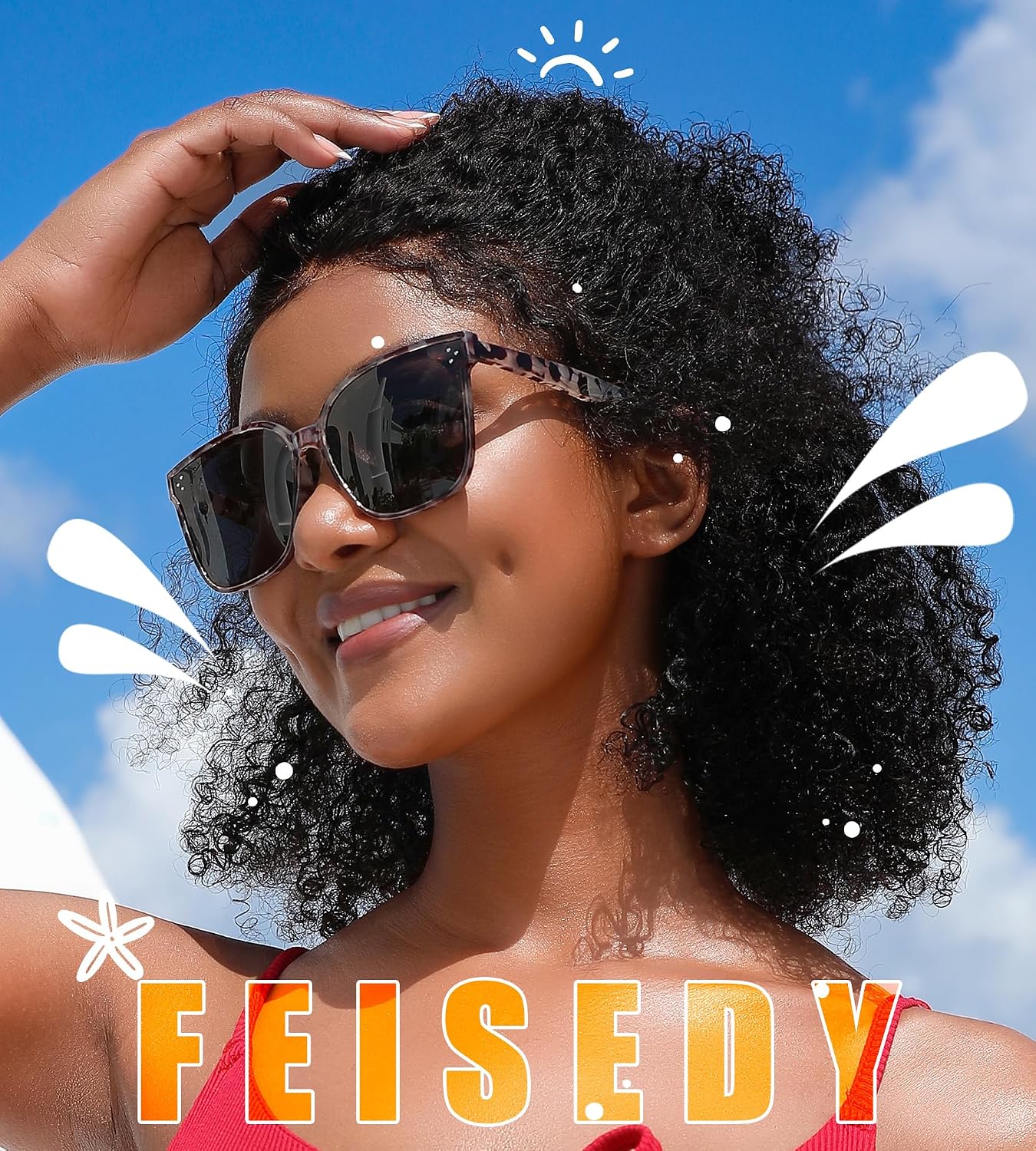 商品图片 69 | B0871BKMTN | FEISEDY Oversized Polarized Sunglasses - UV400 Protection, Square Fashion Sun Glasses for Outdoor & Daily B2600