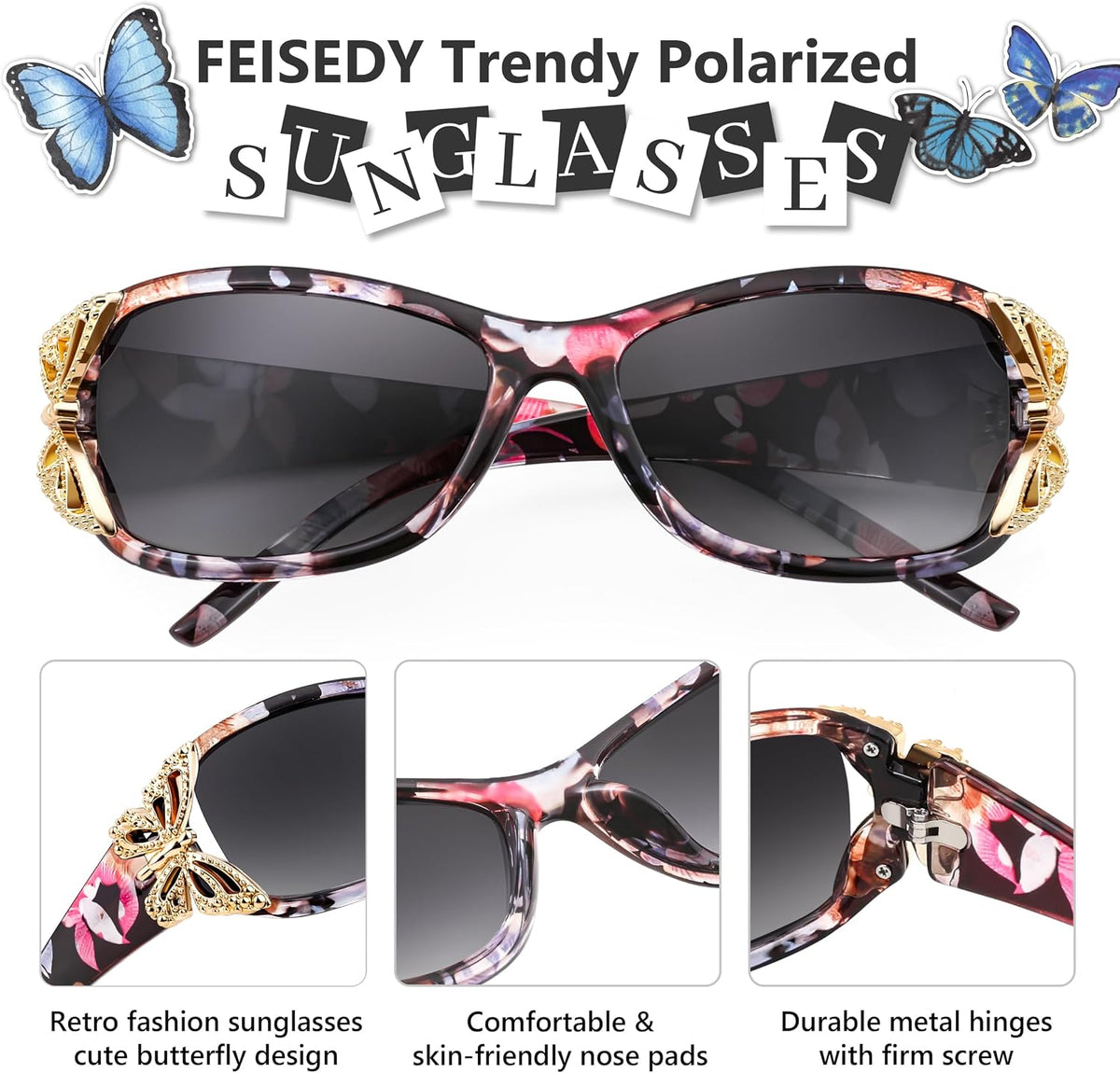 ÉÌƷͼƬ 54 | B0CNRQ7WVZ | FEISEDY Y2K Women Polarized Sunglasses Butterfly Wrap Around UV400 Shades