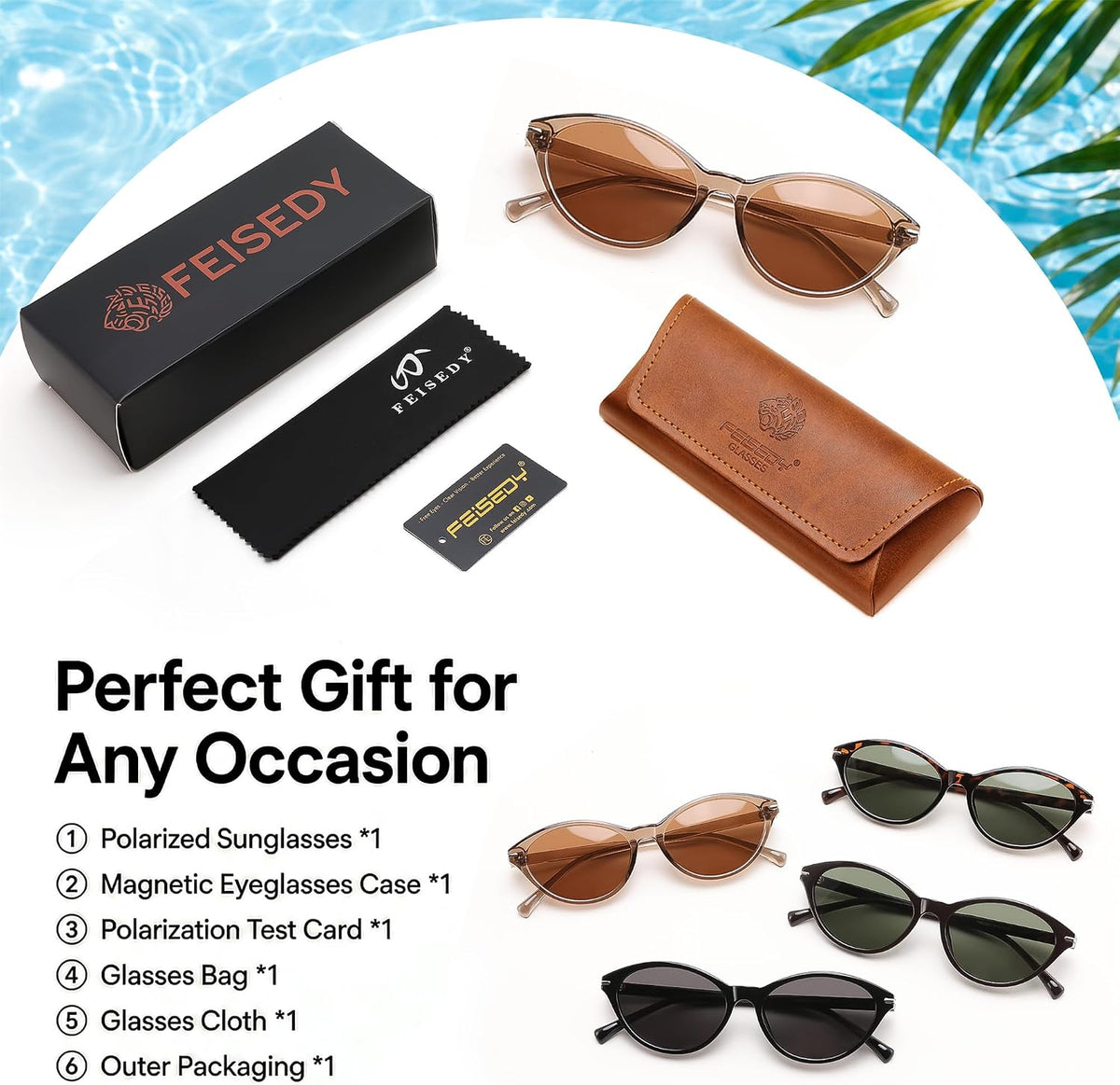ÉÌƷͼƬ 13 | B0HBV67DG3 | FEISEDY Retro Polarized Cat Eye Sunglasses for Women Men UV400 B0466
