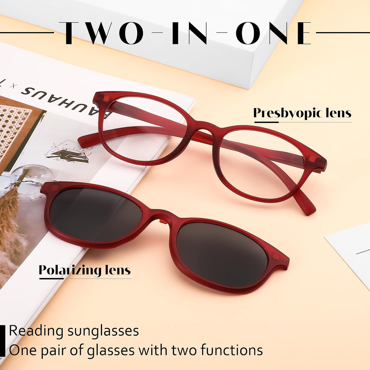 ÉÌƷͼƬ 10 | B0C9DFQSP5 | FEISEDY Fashion Reading Sunglasses Women Men Square Reader Sunglasses UV400 Protection Polarized Lens B2390