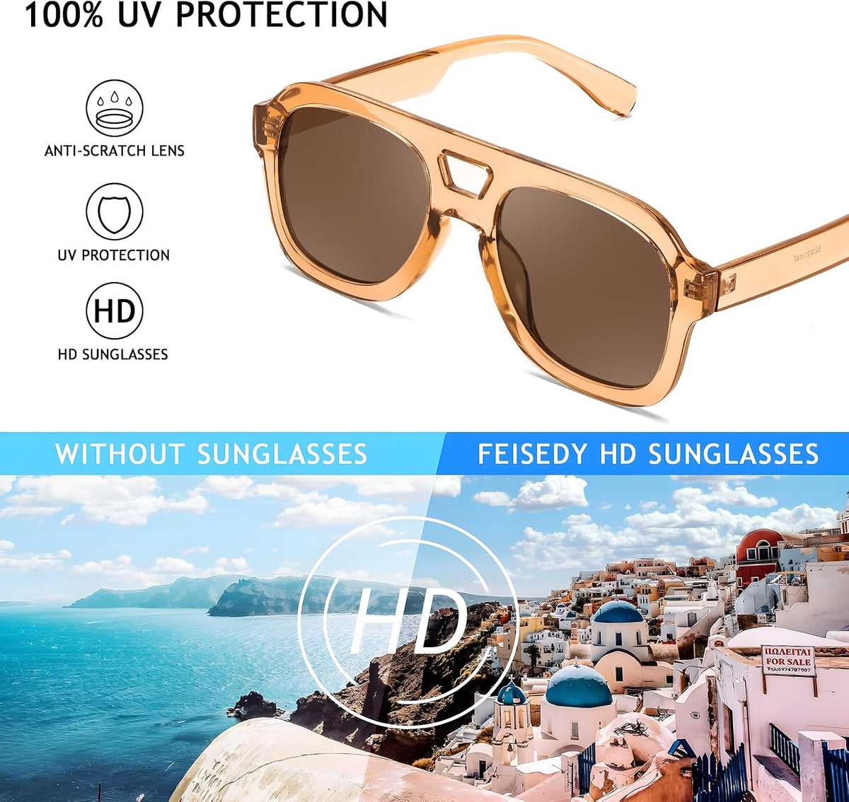 ÉÌƷͼƬ 47 | B09KV1MSHN | FEISEDY Aviator Sunglasses For Women Men Square Chunky Trendy Eyewear B2846