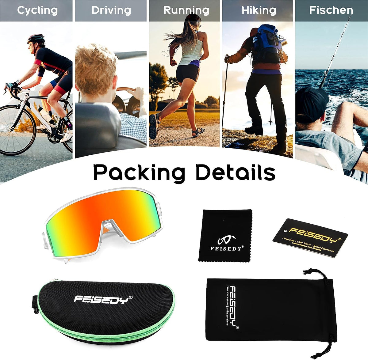 ÉÌƷͼƬ 28 | B0CTT71RHP | FEISEDY Polarized Sports Sunglasses for Men Women Youth Cycling Glasses Baseball Softball Sunglasses B2368