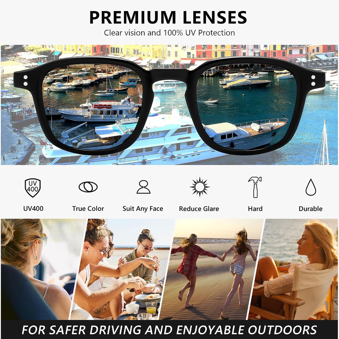 商品图片 12 | B0FHKKRN89 | FEISEDY Retro Square Sunglasses Women Men Vintage Trendy Shades UV400 Protection B0306