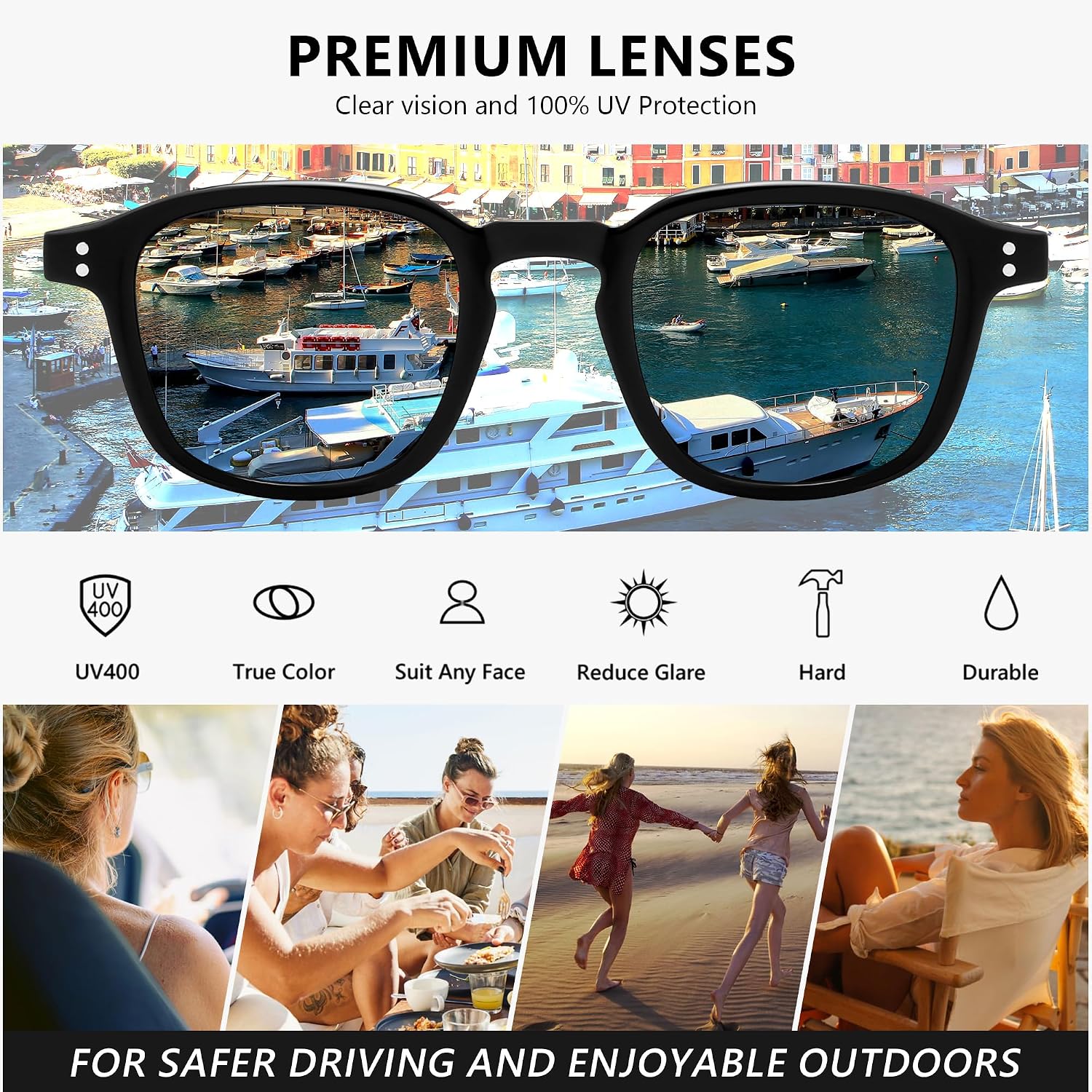 商品图片 12 | B0FHKKRN89 | FEISEDY Retro Square Sunglasses Women Men Vintage Trendy Shades UV400 Protection B0306