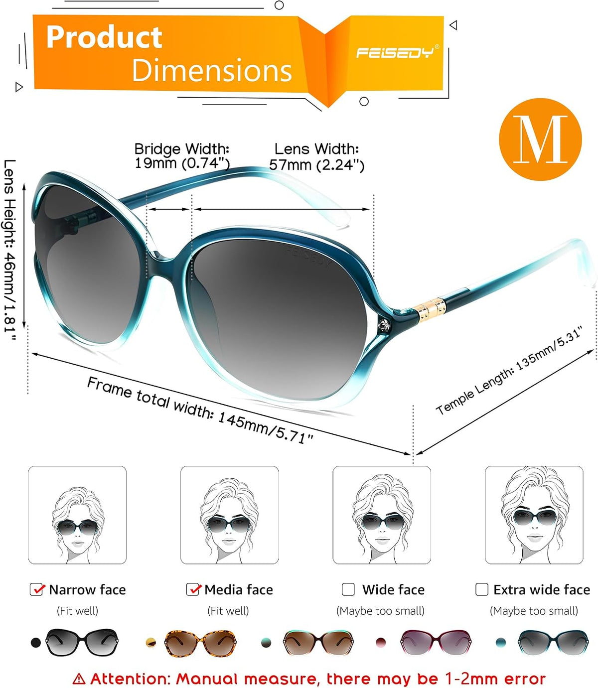 ÉÌƷͼƬ 13 | B0H8N71P98 | FEISEDY Fashion Polarized Sunglasses for Women Butterfly UV400 B0424