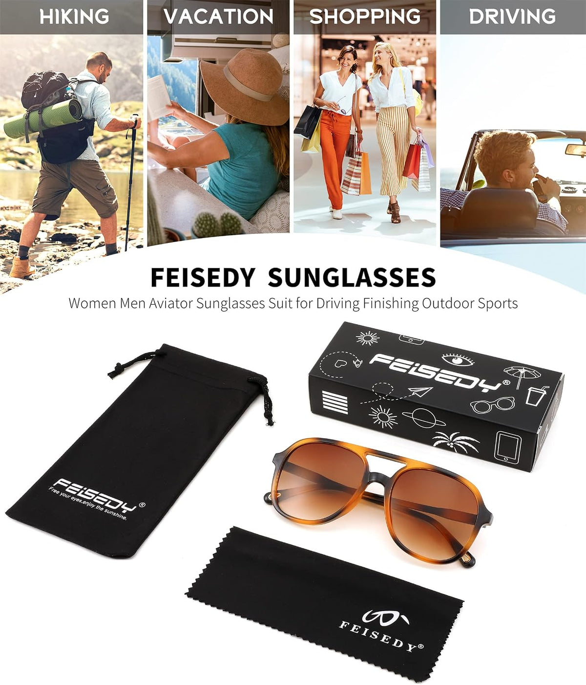 ÉÌƷͼƬ 26 | B0C27PGFFJ | FEISEDY Retro Aviator Sunglasses Women Men Classic Square Shades Trendy Sun Glasses UV400 Protection B2394