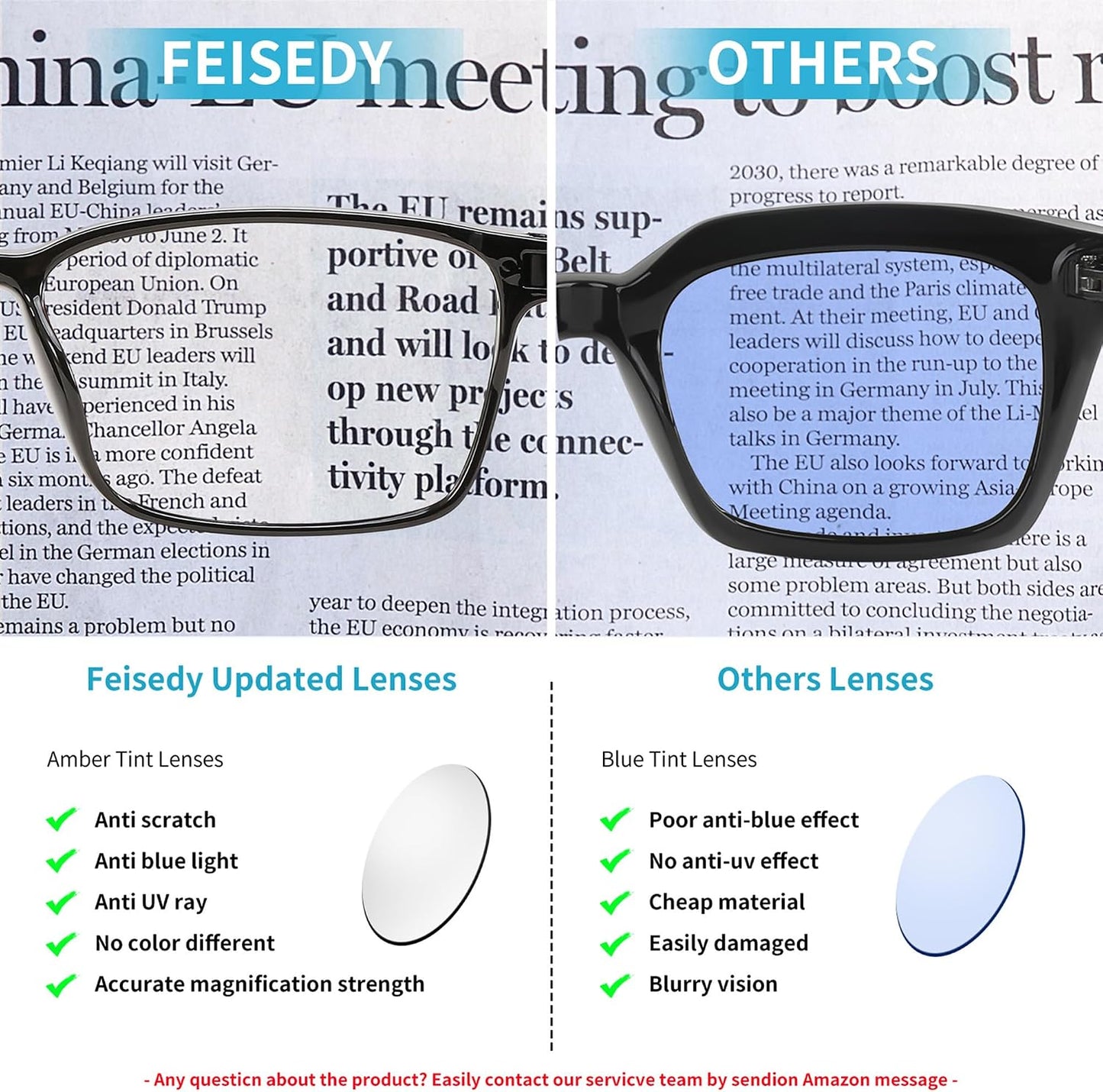 商品图片 5 | B0C76TH7N3 | FEISEDY Lightweight TR90 Flexible Titanium B Rectangle Reading Glasses Anti-Blue Light Eyeglass B0018