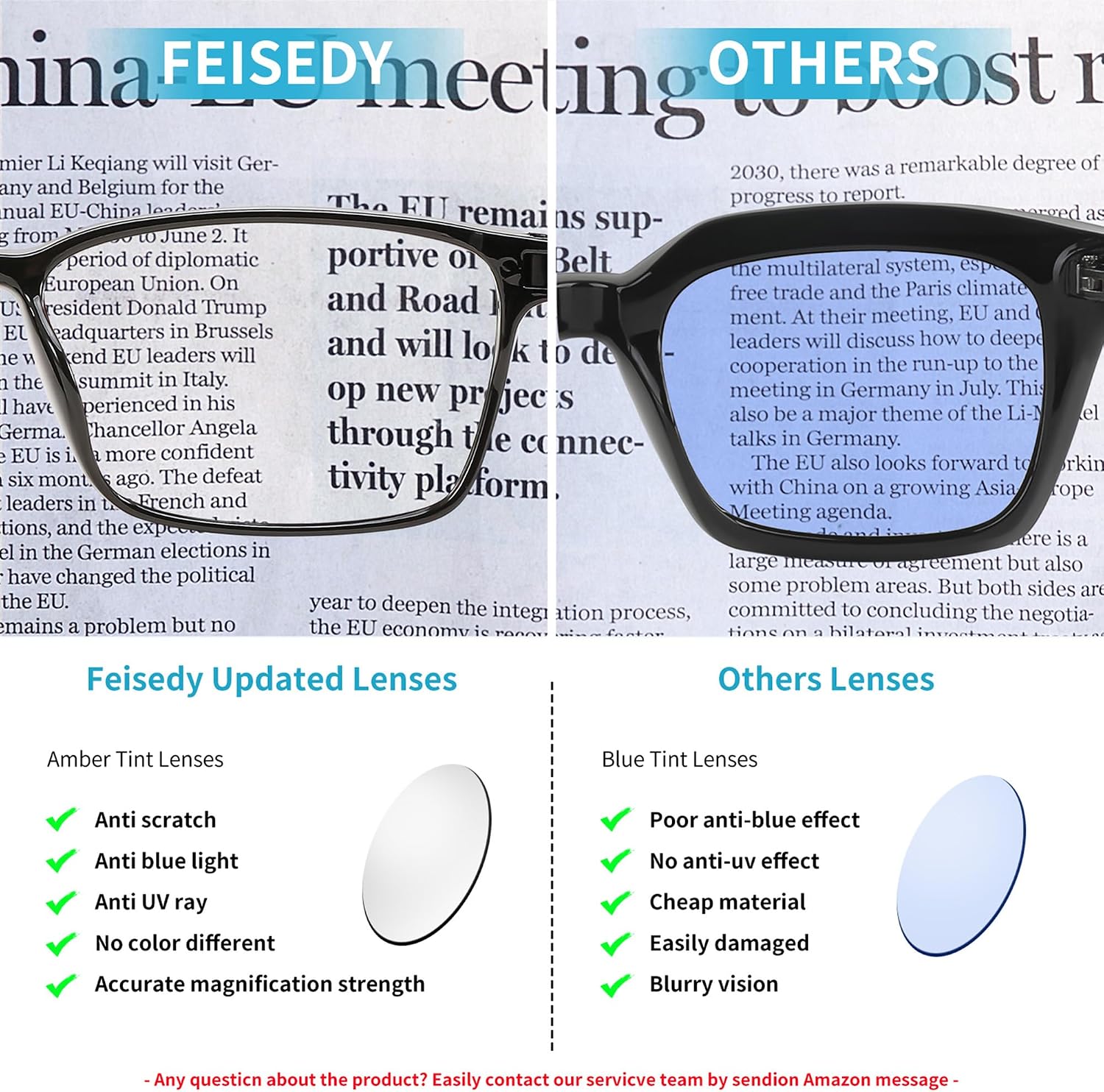 商品图片 5 | B0C76TH7N3 | FEISEDY Lightweight TR90 Flexible Titanium B Rectangle Reading Glasses Anti-Blue Light Eyeglass B0018