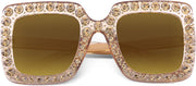 ÉÌƷͼƬ 14 | B077GMJCV8 | FEISEDY Women Sparkling Crystal Sunglasses Oversized Square Thick Frame B2283