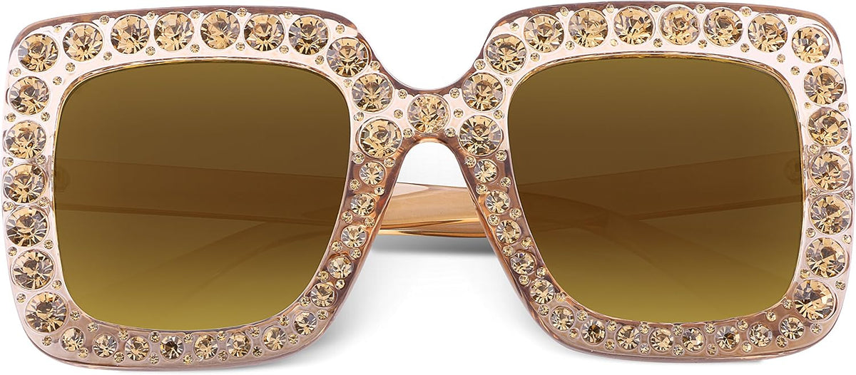 ÉÌƷͼƬ 14 | B077GMJCV8 | FEISEDY Women Sparkling Crystal Sunglasses Oversized Square Thick Frame B2283