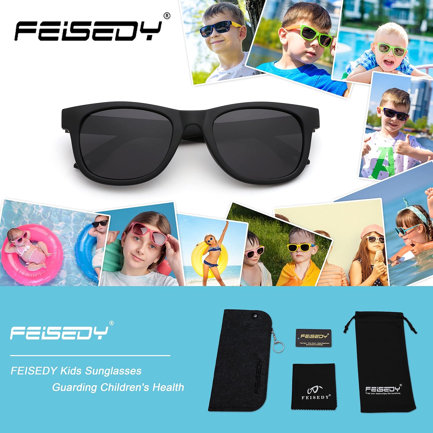 商品图片 7 | B0BQC69987 | FEISEDY Kids Polarized Sunglasses Toddler Sunglasses Flexible Frame with Strap for Baby Girls Boys Age 2-8 B2352