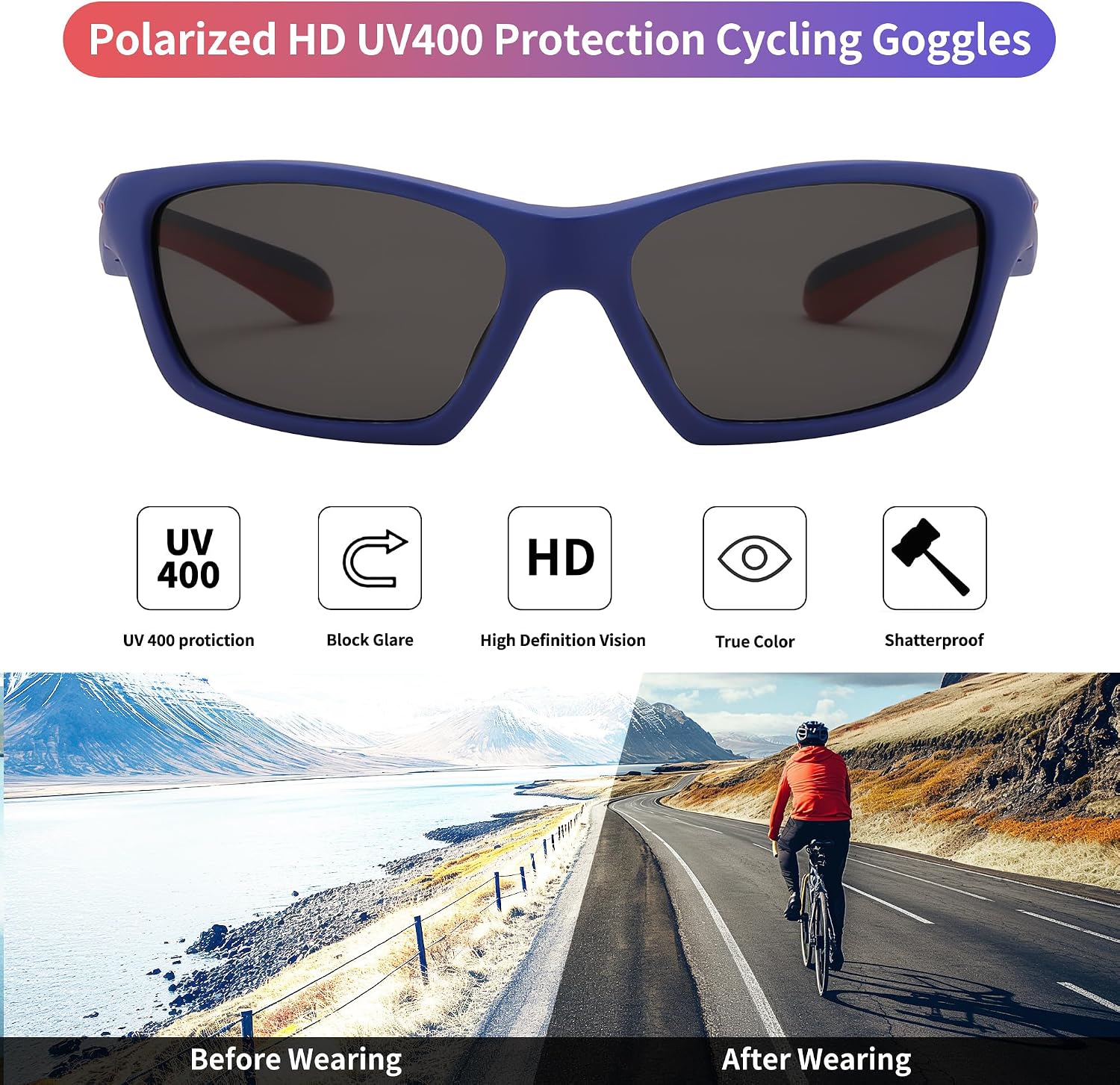 商品图片 26 | B0D1GDXPL3 | FEISEDY Kids Polarized Sunglasses TR90 Sports Cycling Glasses UV400 for Boys Girls Age 3-10 B0160