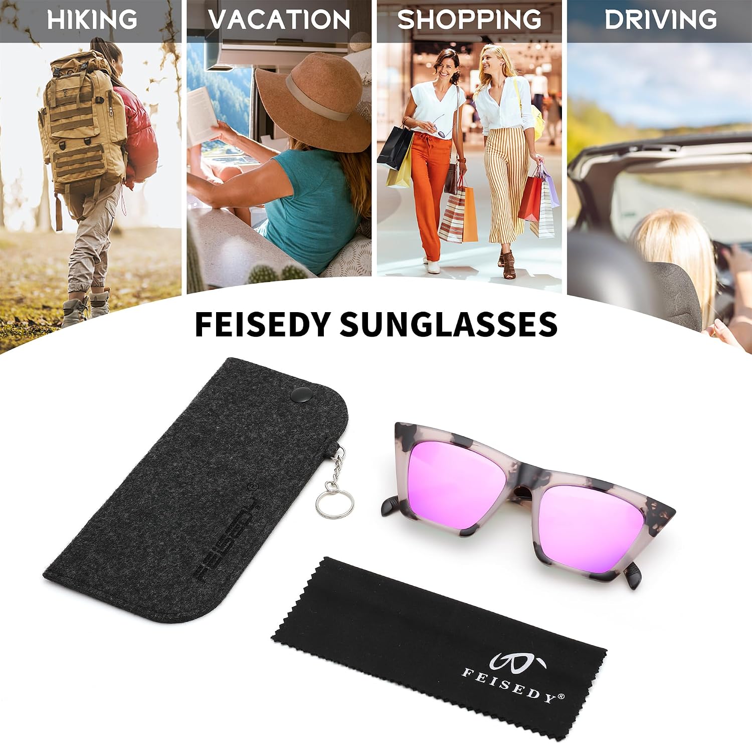 商品图片 48 | B0C5378735 | FEISEDY Vintage Square Cat Eye Sunglasses Women Trendy Cateye Sunglasses B2473