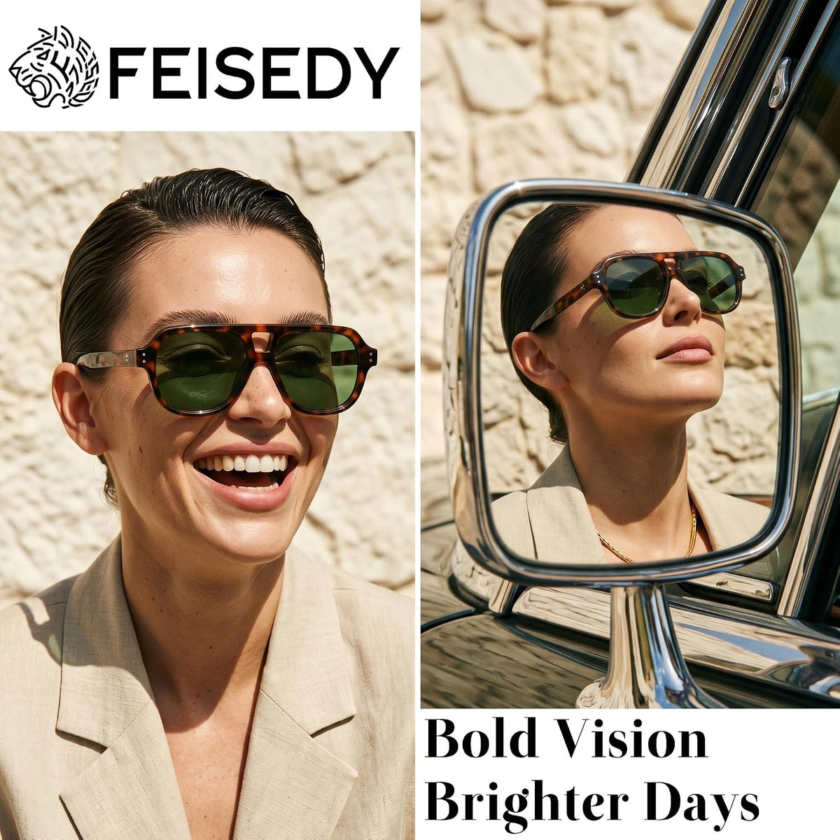 ÉÌƷͼƬ 29 | B0H1WK6BZT | FEISEDY Retro Aviator Polarized Sunglasses Men Women Trendy Square B0433