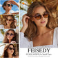 商品图片 35 | B0GX62YR7C | FEISEDY Retro Round Metal Brow Sunglasses for Women for Small Face B0427