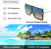 ÉÌƷͼƬ 19 | B097CVFDZT | FEISEDY Flat Top Oversized Shield Sunglasses Women Men Square Fashion Rimless Shades UV400 B2784