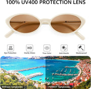 ÉÌƷͼƬ 5 | B0H2VP4ZBG | FEISEDY Oval Cat Eye Sunglasses for Women, 90s Narrow Y2K Shades B0435