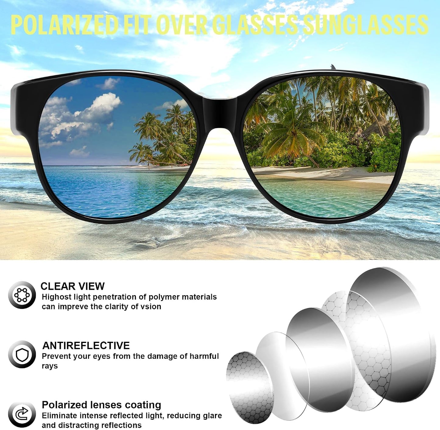 商品图片 20 | B0FRRT5Z37 | FEISEDY Fit Over Glasses Polarized Sunglasses, UV400 Protection for Driving & Outdoor Activities B0328