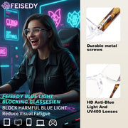 ÉÌƷͼƬ 29 | B0GV3QRRGW | FEISEDY Oval Cat Eye Blue Light Blocking Glasses for Women Clear Lens B0395