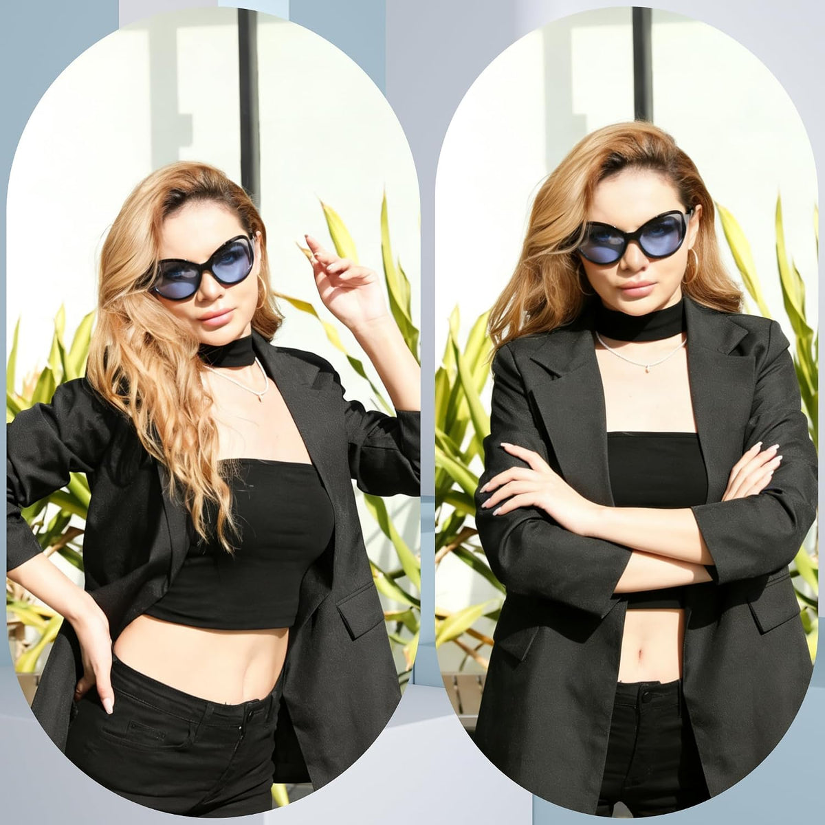 ÉÌƷͼƬ 4 | B0BYX6JXMW | FEISEDY Bug Eye Y2K Oversized Sunglasses Women Men Oval Frame B2391