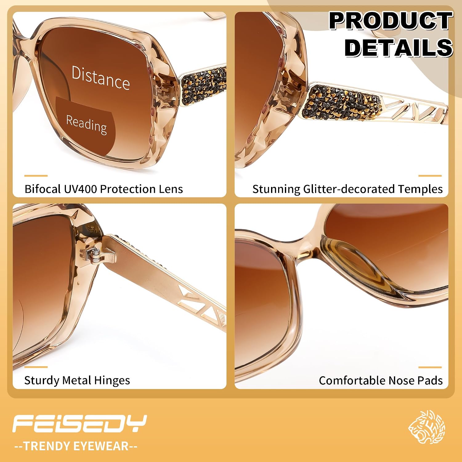 商品图片 20 | B0GSVYSZZX | FEISEDY Oversized Butterfly Bifocal Sunglasses Reader for Women B0353
